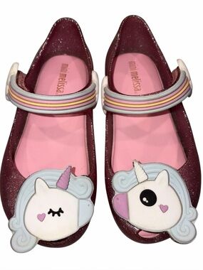 Mini Melissa Pink Glitter Unicorn Mary Jane Shoes size 9 Toddler